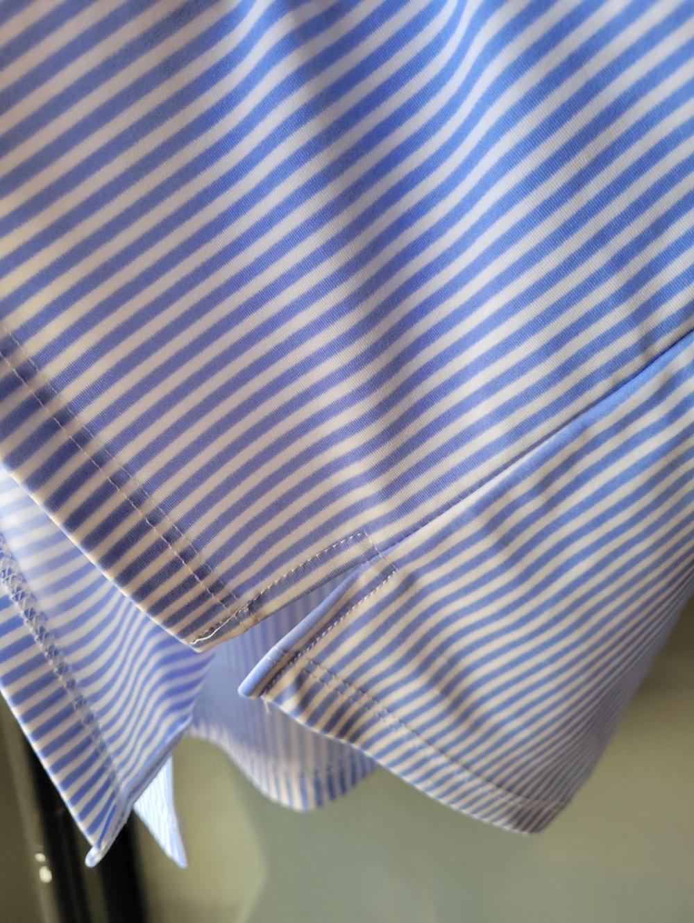 Blue White Striped Seeveless Polo Top Jude Connally XS Made in USA Zip Collard - Picture 8 of 11